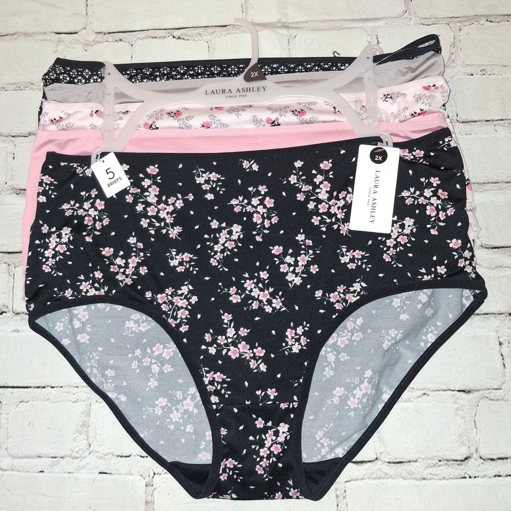 Laura Ashley 2X Briefs Panties 5-Pack Floral Comfort Lingerie Plus Size